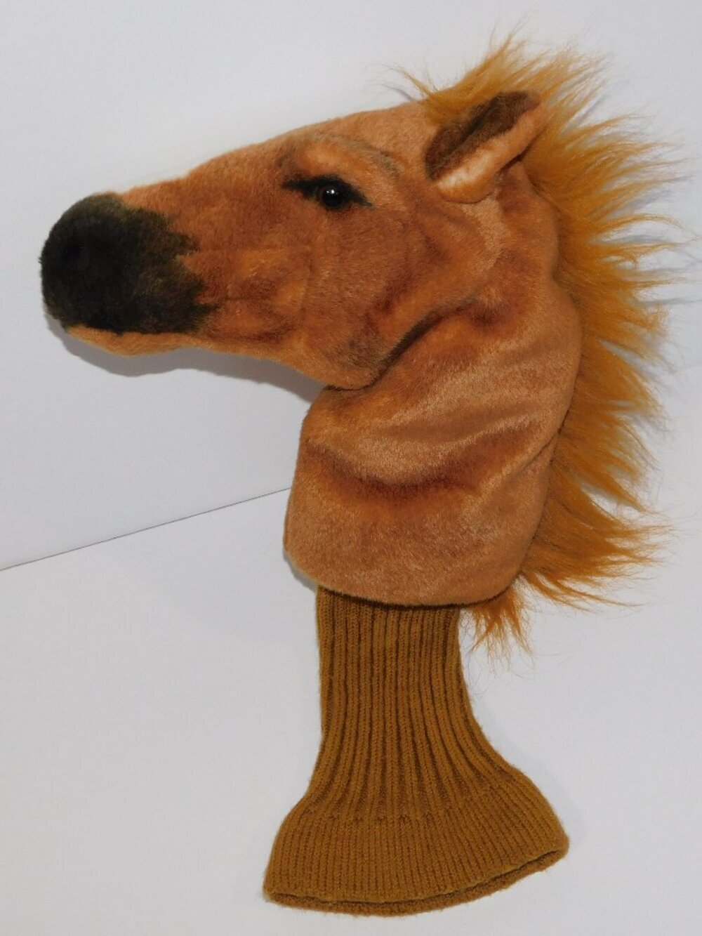 Realistic Horse Pony Head Golf Head Driver Club Cover Brown White